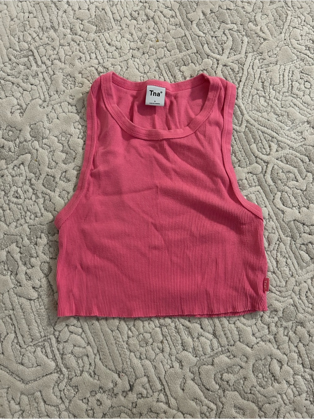 tna hot pink ribbed cropped tank aritzia